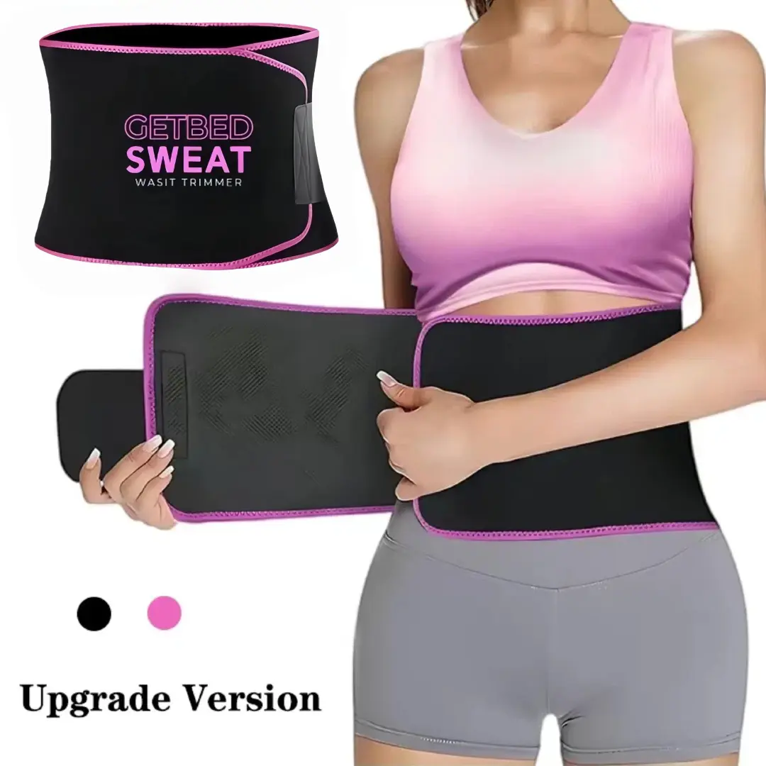 GETBED Sweat Waist Trimmer Upgrade Version -Adjustable High-Intensity Waist Trainer Belt for Women & Men, Premium Sweat Enhancing Fitness Belt, Choose color Sweat Ab Trainer Belt sauna exercise band