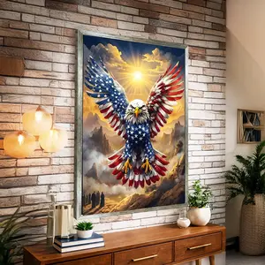 [sale off up to 40%] [Frame Canvas] Eagle Flag Canvas, American Wall Art, Majestic Patriotic Decor, Bald Eagle Print, Large Home Gallery, Ready to Hang