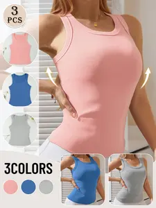 "✨5-piece camisole set with pads! Designed with ribbed texture, available in five colors. Perfect for daily wear as inner or outer layers, versatile, elegant, and comfortable. The cost-performance is absolutely amazing, hurry up and get it!"