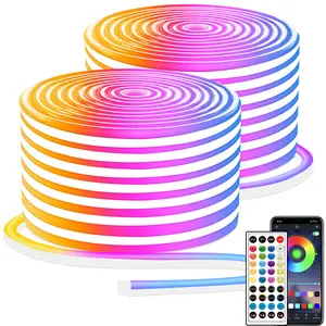 ARTBLEPRO LED Neon Lights with Remote APP Control IP65 Waterproof Flexible Strip 24V RGB Rope for Bedroom Room Outdoors Christmas Decor