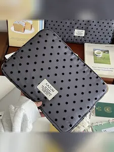 Korean Style Plush Polka Dot Notebook Case, Lightweight Lace Tablet Sleeve, 10-11 13-14 15-15.6 Inch, Girl Heart Design