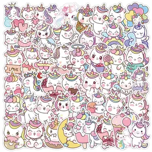 Unicorn Pattern Sticker, 50pcs Waterproof Self Adhesive Decor Paper, Decor Sticker for Gift Greeting Card Water Bottle Laptop Phone