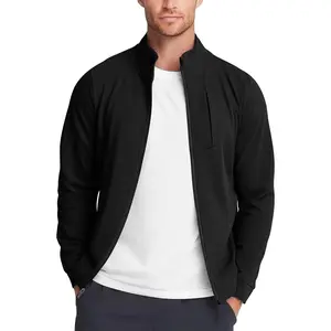 Men's Track Jackets Athletic Jacket Sweatshirt Mock Neck with Zipper Pockets