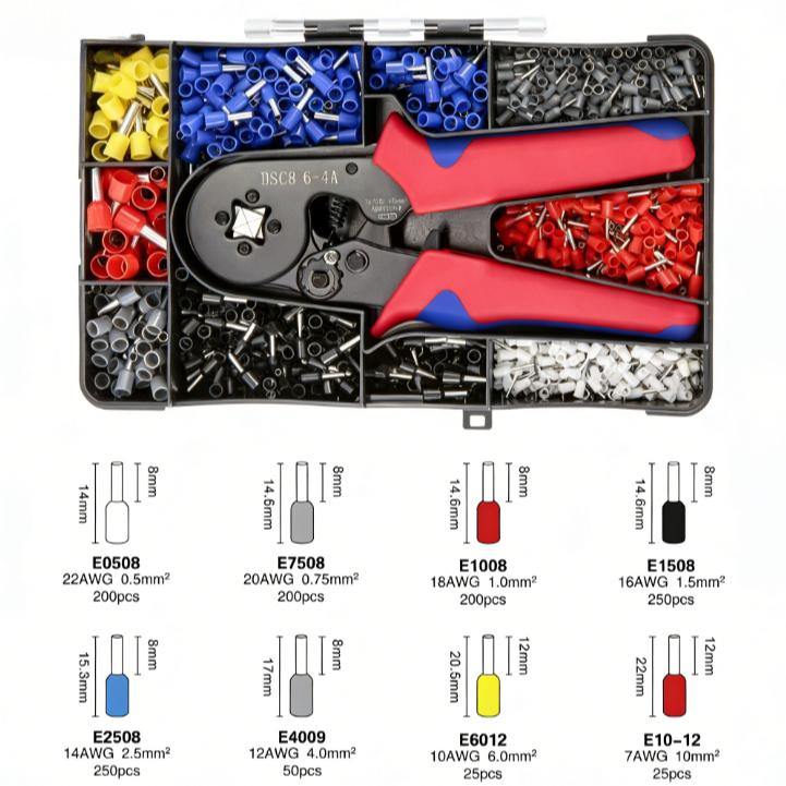 Crimping Tool Kit with 1200pcs Wire Connectors,Tube Terminal Connectors Set for Home circuits, automotive parts
