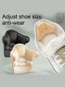 Anti-Fall Shoe Heel Stickers, Adjustable Rear Heel Pads for Large Shoes, Casual Sports Insoles, All Seasons, Plain Pattern, Adjustable Footpads, Non Slip Protector