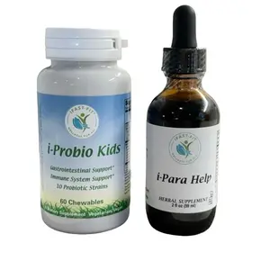 IFastFit Kids Gut Cleanse Kit - Candida Support with 60 Chewables, Includes 2 OZ Herbal Supplement & Immune System Support