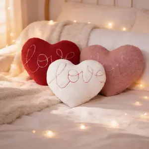 Letter & Heart & Rose & Candy Design Throw Pillow, 1 Count Valentine's Day Themed Lovely Soft Comfortable Cushion, Decorative Pillow for Home Sofa Bed