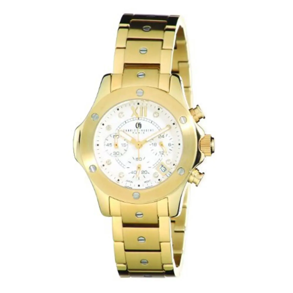 212 MAIN Charles-Hubert-Paris Men's Fashion Watch, Stainless Steel Chronograph, Quartz Movement, Gold Accents