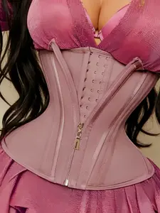 1 Count Women's Solid Color Corset, Underwear Fajas, Tummy Control With Zipper & Hooks Girdle, Adjustable Hook & Eye Closure Zipper Waist Trainer, Comfortable Shapewear Belts, Suitable For Everyday, Various Occasions & Gym