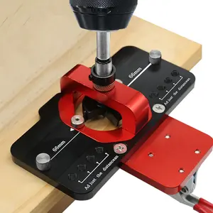 Woodworking Hole Drilling Guide Locator 35mm Hinge Boring Jig with Fixture Aluminum Plastic Hole Opener Template Door Cabinets Right Angle Drill