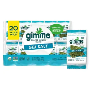 Organic Premium Roasted Seaweed Snacks, Sea Salt, 20 Count, Keto, Vegan, Gluten-Free, Great Source of Omega3s and Iodine, Healthy On-The-Go Snack for Kids and Adults