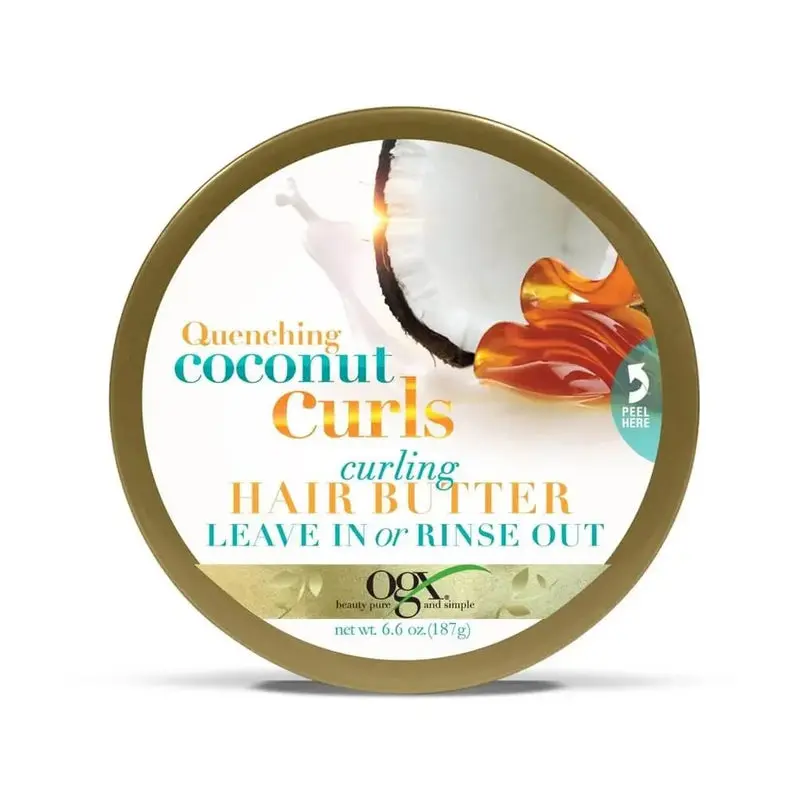 OGX Quenching+ Coconut Curls Curling Hair Butter, Leave in or Rinse Out, 6.6 Oz
