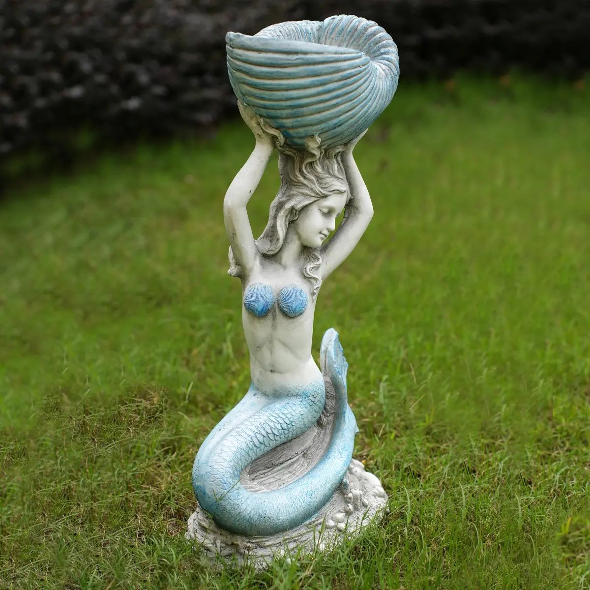 Direct Wicker Large Weatherproof Ocean-Inspired Magnesium Oxide Mermaid Statue (GS-24935M-BL) - 11.61in x 7.68in x 23.23in, 11.02 lbs, All Seasons Outdoor Decor for Home & Garden Patio, Suitable for Teenagers & Adults, Ocean Themed Stuff, Yard Art