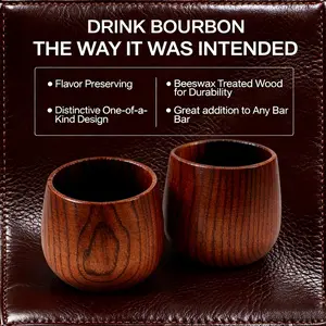 [Buy 1 Get 1 Free] Wooden Whiskey and Bourbon Tumbler Glass Charred or Uncharred Old Fashioned Drinkware Premium Handcrafted Wooden Glassware Stylish Bourbon Gift for Men Trending Barware Unique Whiskey Lover Gift Home Bar Decor Special Occasion