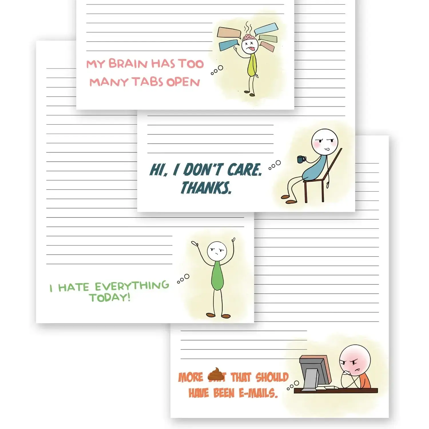 Super Funny Notepads - Hilarious Office Gift for Your Women Coworkers - Set of 4 Office Supplies Memo Pads w/ 4 Assorted Designs, 50 Sheets Each, 4.25" x 5.5"