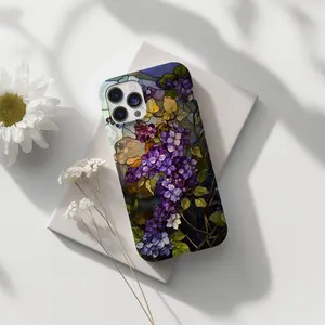 Stained Glass Lilac Phone Case Mosaic Summer Birth Flower Phonecase Boho Aesthetic Phone case, Magsafe Phone Cases For IP X 11 12 13 14 15 16 17 S21 S22 S23 S24 S25-Ultra Series