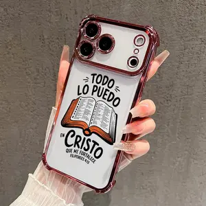Compatible Phone Case iPhone 17 Pro Max 16 15 Plus Air 14 13 12 11 E Bible Verse Aesthetic Christian Pattern Transparent Full Coverage Four Corners Anti-drop Casing
