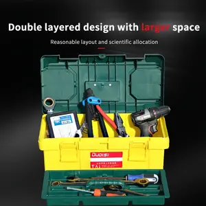 OUDISI 20 in Portable Tool Box - Double-Layer Plastic Storage Organizer with Larger Space for Electricians
