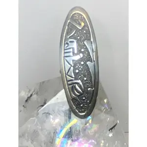 Kachina ring size 3 long Navajo sterling silver women  by Begay
