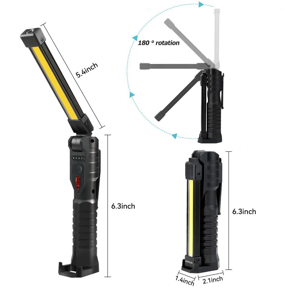 Rechargeable Work Light, LED Work Light with Magnetic Base and Hook, 5 Modes Magnetic Rechargeable Flashlight for Mechanic Car Repair Home, Garage, Emergency, Camping (2-Pack, Black) Rechargeable Work Light, LED Work Light with Magnetic Base and Hook, 5 Modes Magnetic Rechargeable Flashlight for Mechanic Car Repair Home, Garage, Emergency, Camping (2-Pack, Black)