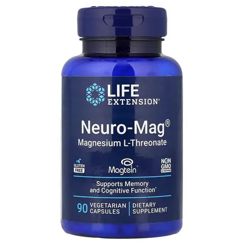 Life Extension Neuro-Mag®, Magnesium L-Threonate, 90 Vegetarian Capsules (48 mg per Capsule)