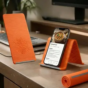 Flexible Silicone Aluminum Phone Holder Stand, Bendable Foldable Universal Anti-Slip Mount, Adjustable Portable Stand for Phones, Tablets & Laptops, Ideal for Home, Office & Travel