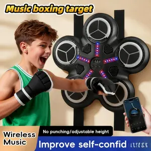 Bluetooth-compatible Punching Machine for Ages 3+, Interactive Counting Target, Fast Reaction, Music Boxing Machine, Home & Gym Use, Includes Charging Cable & Gloves