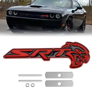 Front Grille SRT Hellcat Emblem For Charger Challenger SRT  red black Badge 1x