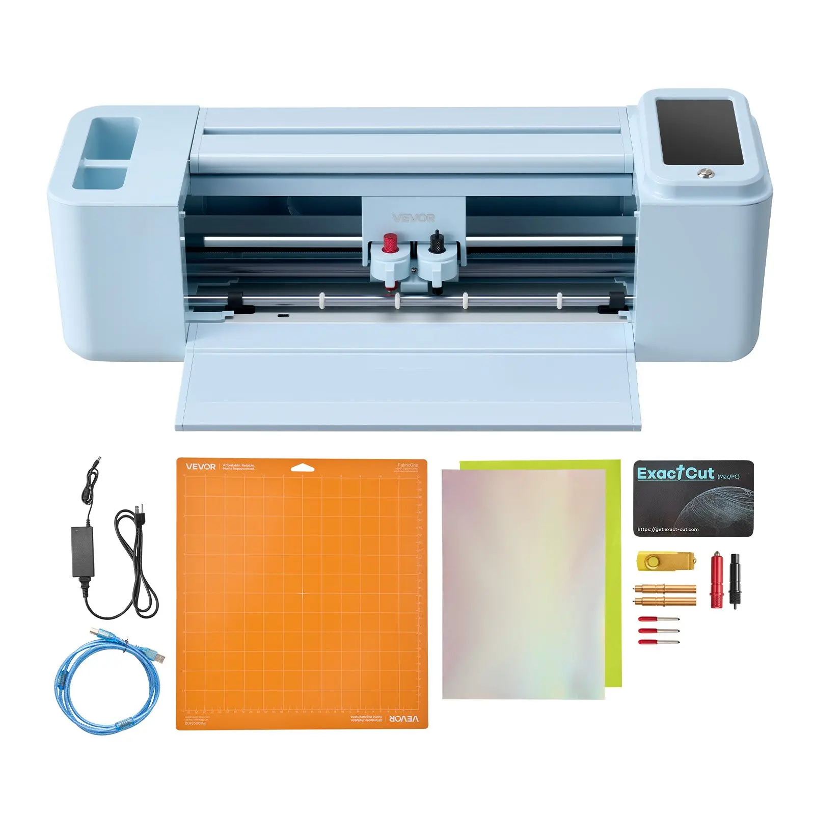 VEVOR 48W Vinyl Cutting Machine, 12in Compact Size, Touchscreen-Controlled, 50/60Hz, AC100V-240V, DC24V, 5000+ Built-in Design Resources, Foil & Heat Transfer Paper Compatible, Easy to Place, Works with Mac Windows Android iOS, for Custom Crafts & Cards,