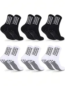 Men's Sporty Crew Socks, Non-Slip Football Socks, Sweat-Absorbing Towel Bottom, Long Calf Youth Sports Socks, Comfortable All-Season Wear, Grip Socks, Anti Slip Socks, Athletic Socks