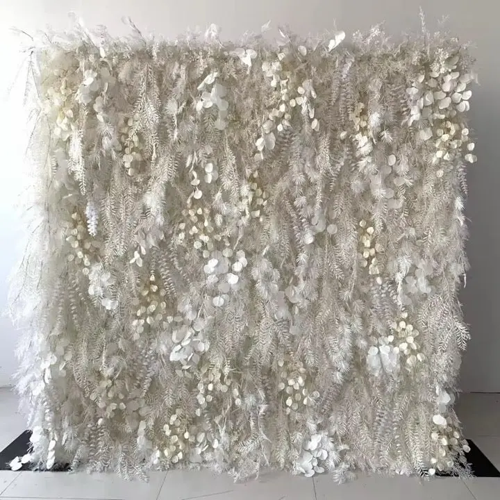 Flower White Pampas Floral Wall 8'x8' Decor Decorative