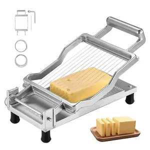 【Spotlight Day】VEVOR Cheese Cutter with Wire, 0.39" & 0.78" Cheeser Butter Cutting Blade, Detachable Cheese Slicer Wire, Aluminum Alloy Commercial Cheese Slicer with 316 Stainless Steel Knife Wire, Kitchen Cooking Utensils