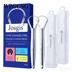 Josgis Stainless Steel Tongue Scraper 2 Pack - Fresh Breath & Rust-Resistant, Dual-Sided Oral Care Tool