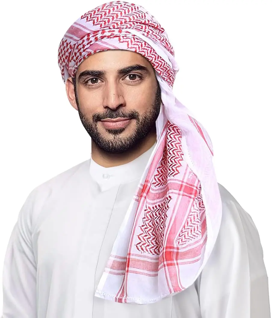Keffiyeh Arab Head Scarf for Men Sheikh Muslim Turban Saudi Dubai Headwear