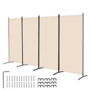 【DealsForYouDays】VEVOR Room Divider, 4 Panel Room Divider, Folding Privacy Screen and Portable Partition Divider for Room Separation, Freestanding Room Partitions for Office, Bedroom, Study, Beige