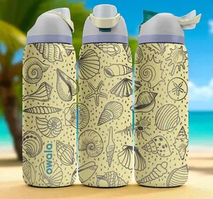 Seashell Engraved Owala FreeSip Water Bottle 24oz 32oz Custom Insulated Stainless Steel Tumbler Ocean Shell Beach Cup Coastal Gift for Her Him