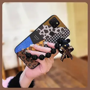 silicone Skin-friendly feel Phone Case For TCL T-Mobile Revvl 5G Waterproof Simplicity soft case Anti-knock Cartoon cute Back Cover Bear bracelet Black pearl pendant