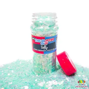 The Glitter Guy Taffy Chunky Glitter Pastel Iridescent Light Green with Iridescent Shimmer Hexagonal Cuts 100mL Shaker Non-Toxic UV Resistant Heat Resistant Up To 160°C
