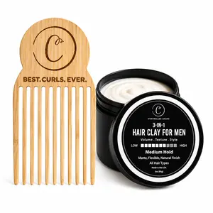 Men's Volume & Texture Duo – 3 oz Hair Clay + Hair Pick for Flexible Hold, Volume & Everyday Styling