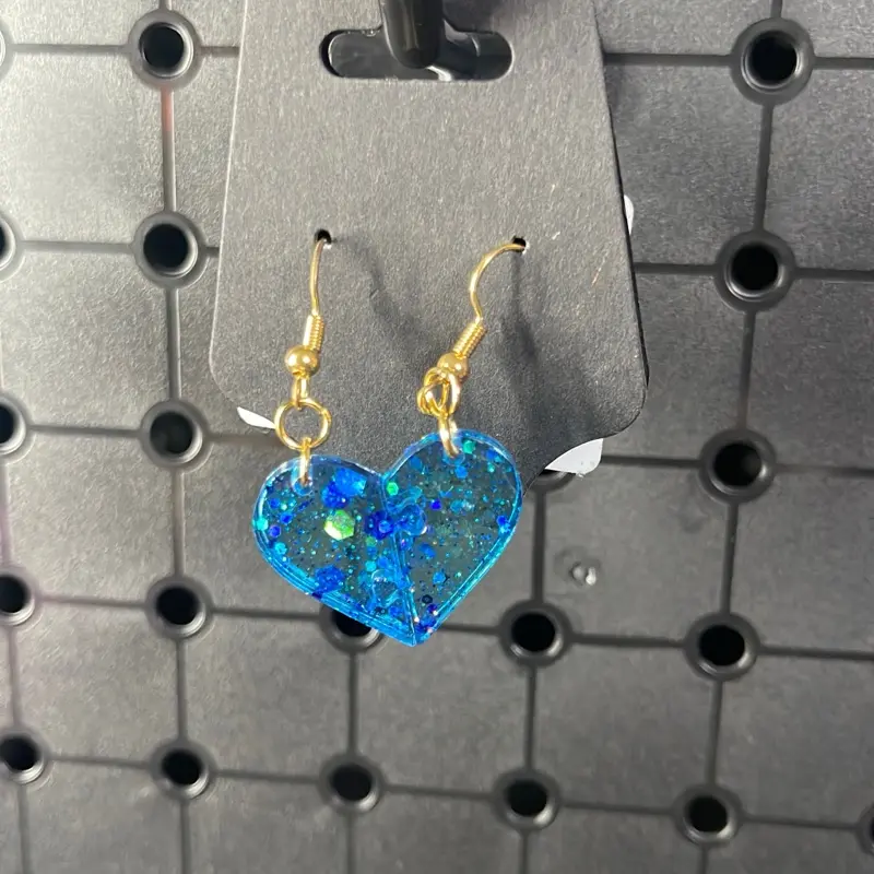 Puzzled Heart Dangle Earrings