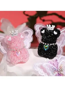 5 cartoon sugar full-drill crown bear butterfly wing straight-hole beads DIY bead pen phone chain keychain accessories, Charm