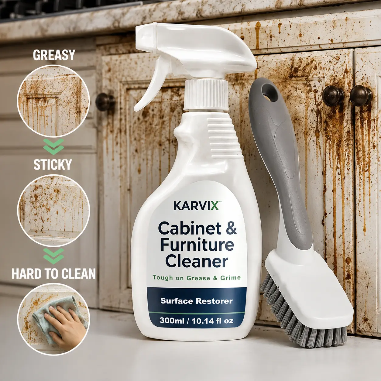Powerful Wood Polish Spray Cleaner Wood Scratch Remover and Shine Enhancer Furniture Restorer Plant Based Cleaning Solution Nontox Grease Remover for Kitchen Cabinet Hardwood Care Daily Home Use