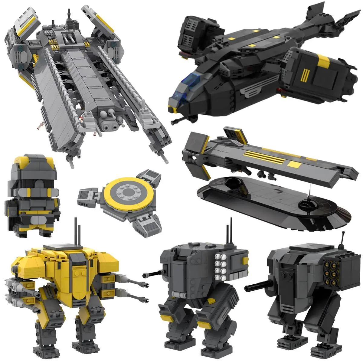 Classic Game Series Submarine Shuttle Destroyer Building Blocks MOC Patriot Exosuit Mech Model DIY Kids Toys Boy's Birthday Gift