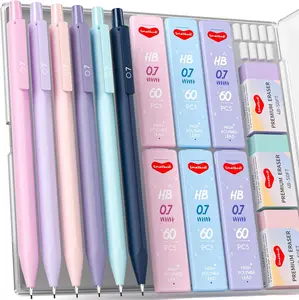 6PCS 0.7mm Mechanical Pencils Set with Case, Cute Pastel Mechanical Pencil with 360PCS H