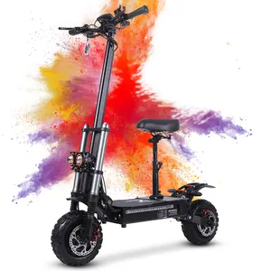 Electric Scooter - Adult Electric Scooter with Seat, 6000W Motor, 62 Miles Range, 50 mph, 11" Off Road Tires, 4 Braking System, Foldable Design Absorphon Hydraulic Shocks Led Digital Display