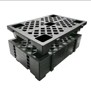 23.6" X 15.7" X 3.9" Black Plastic Pallets Nestable Lightweight Floor Pallets With Breathable Grid Moisture-Proof Waterproof Storage Pads For Indoor Outdoor Supermarket Warehouse Basement