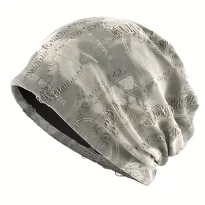 Y2K Graphic Beanie - Lightweight Breathable Black Cap with Orange & White Design for Men Women Casual All Season Headwear