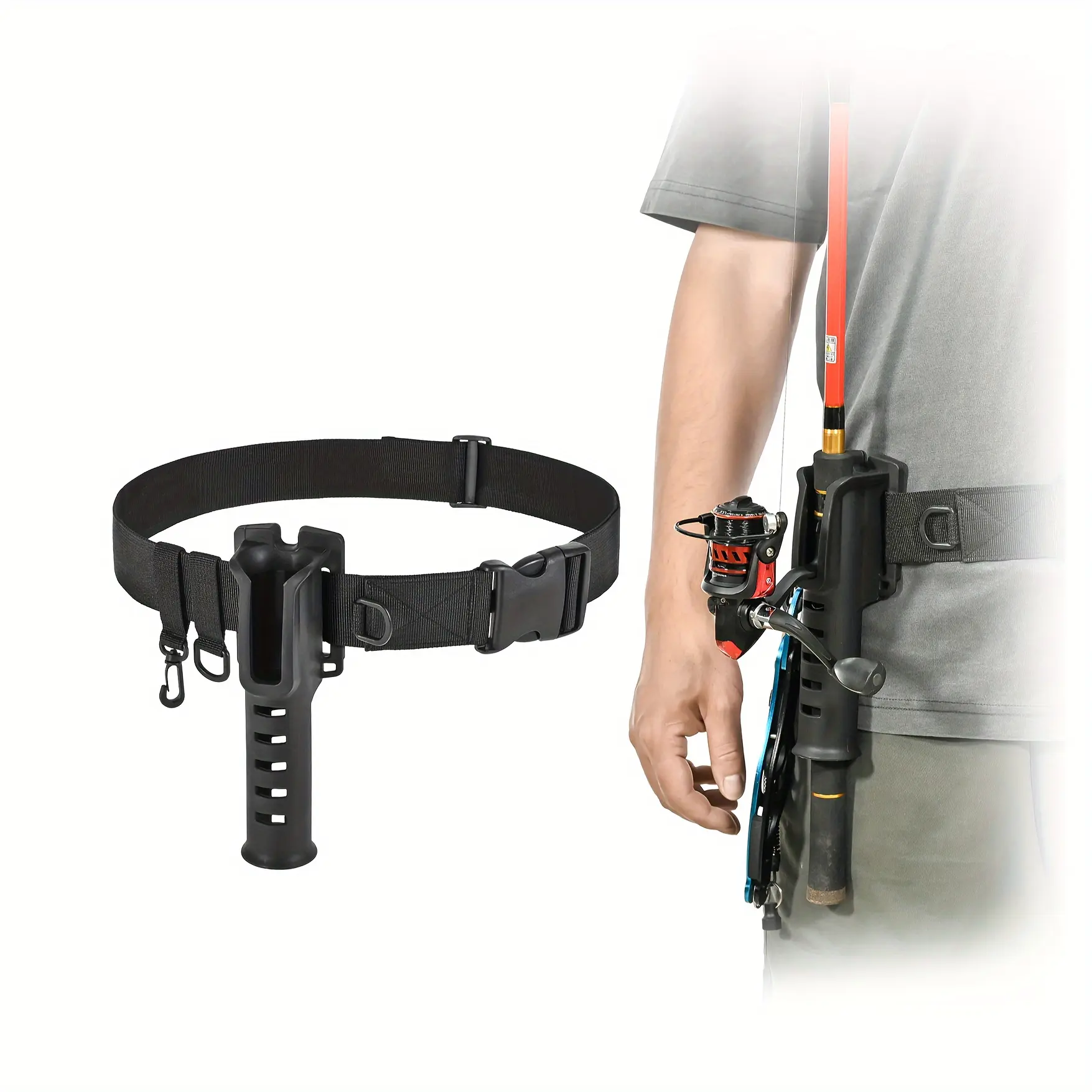 1count Premium Oxford Cloth Fishing Belt with Adjustable Waist and Rod Holder - Comfortable Outdoor Fishing Accessory for Men and Women - Durable and Water-Resistant