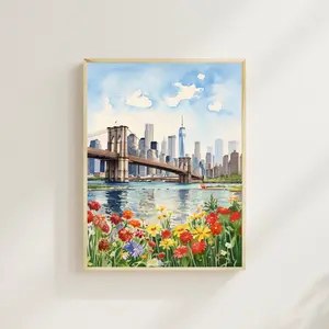 Brooklyn Bridge Art Print New York NYC Wall Décor, Unframed Decor Hanging Poster Artwork Paintings
