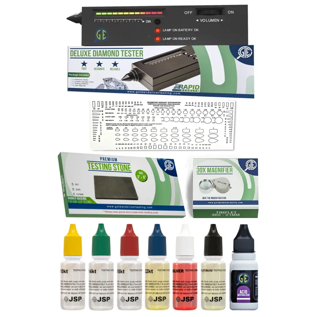 GTE Electronic Digital Purity Detector Kit - Authentic Physical Measuring Tool with Neutralizer for Diamond, Gemstone, Moissanite, Gold, Silver, Platinum Jewelry